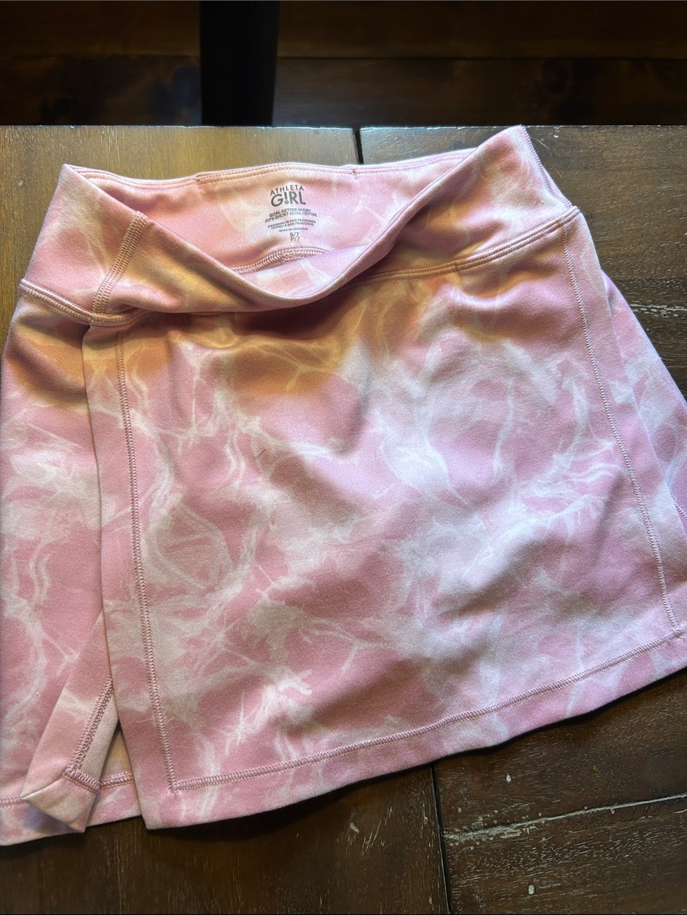 Athleta Girl Pink and White Marble Skort